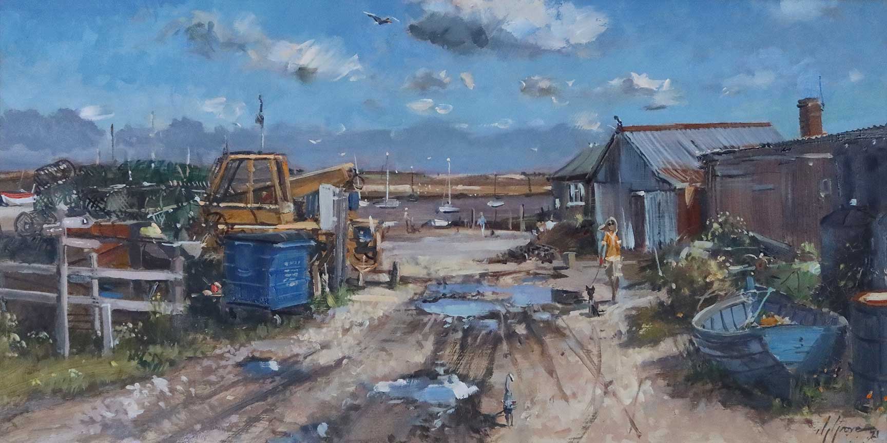 'The Proposal, Brancaster Overy Staithe', 12x24in, oil on board, painted in the summer of 2021.