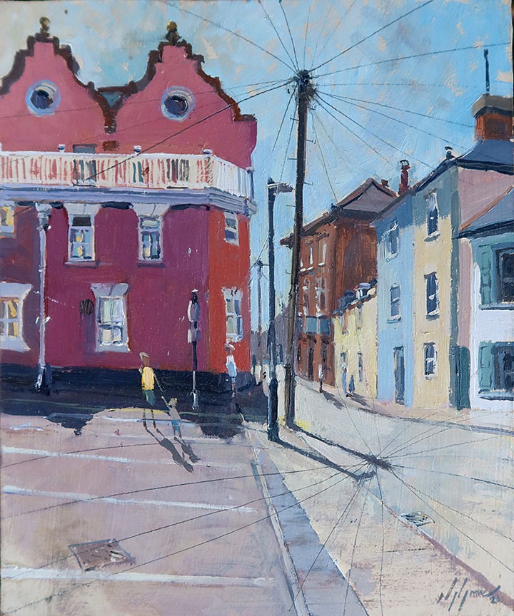 'Crabbe Street, Aldeburgh', 10x12in, oil on board. Hottest day of the year 2021.