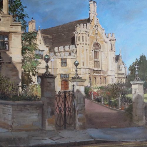 'The Great Hall, Oundle School' painted en plein-air by local landscape painter and artist Nick Grove in 2021.