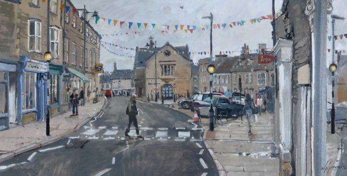 Towards the Market Place, Oundle Town, Painting by Nick Grove