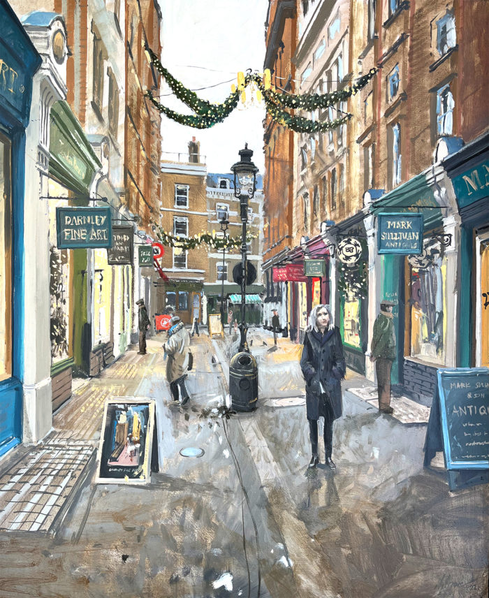 Cecil Court, London, painting by Nick Grove