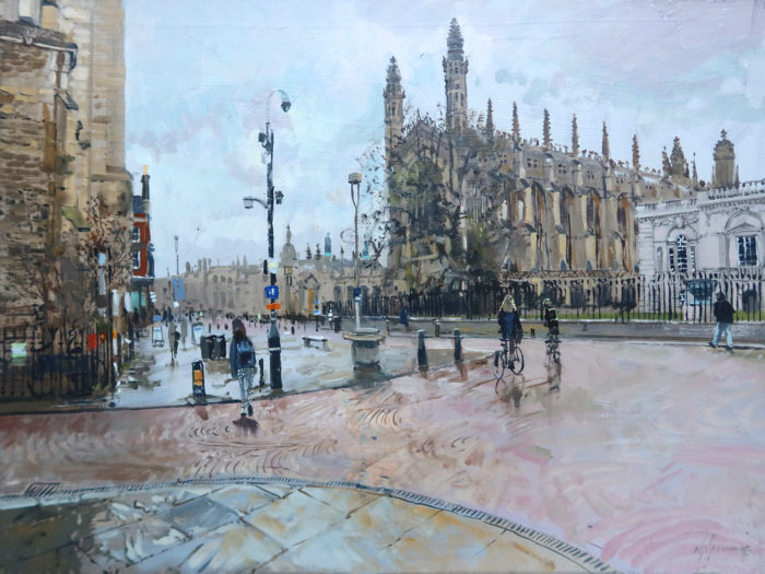 'Kings Collage Chapel', 18x24in, oil on board, painted in 2022 by plein air painter and artist Nick Grove ARSMA.