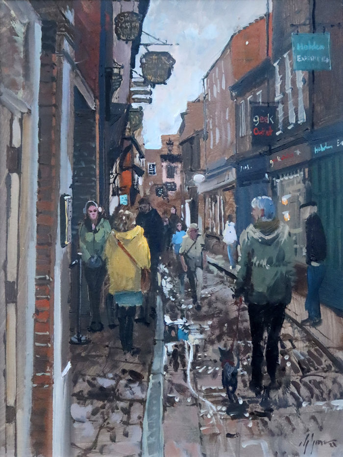 'The Shambles, York', 12x16in, oil on board, painted in 2022 by plein air painter and artist Nick Grove ARSMA.