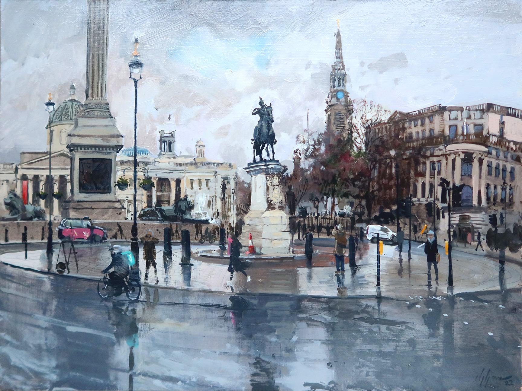 Oil painting of trafalgar from the Mall by Nick Grove