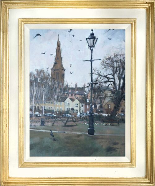 Birds at The Meadows, 12x16in, oil on board. Oil Paintings by Nick Grove. Stamford based artist working in oils.