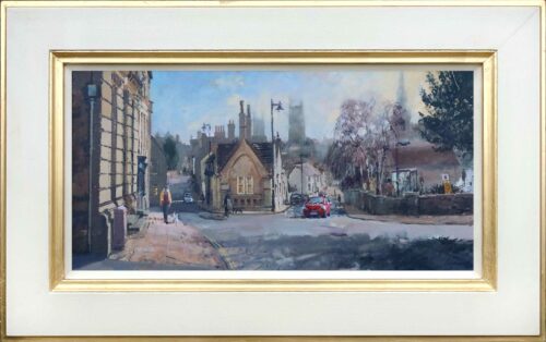 Burning through, St Peters, Stamford. An oil painting by Nick Grove