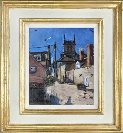 Oil painting of Stamford, Lincolnshire by artist Nick Grove RSMA