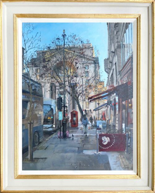 Kingsway, London. An oil painting by emerging British Artist Nick Grove. Nick creates oil paintings and London landscapes in his UK artists studio. London scenes in Oil paint.