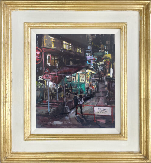 Late night Elgin St Hong Kong Fine Art Oil Painting by Nick Grove