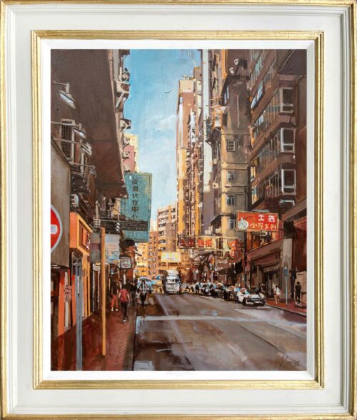 Nathan Rd, Hong Kong. Hong Kong painting and landscape paintings by Hong Kong artist Nick Grove. Paintings by emerging cityscape painter.