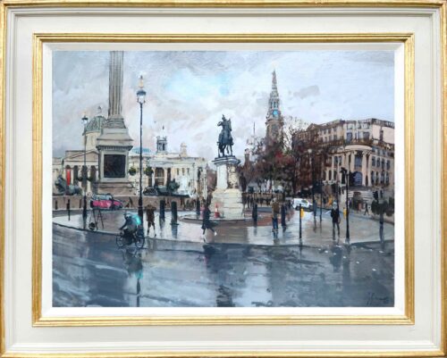 Oil painting of trafalgar from the Mall by Nick Grove