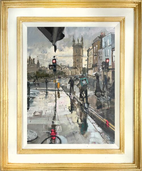 An oil painting by Nick Grove - Magdalen College from the High St