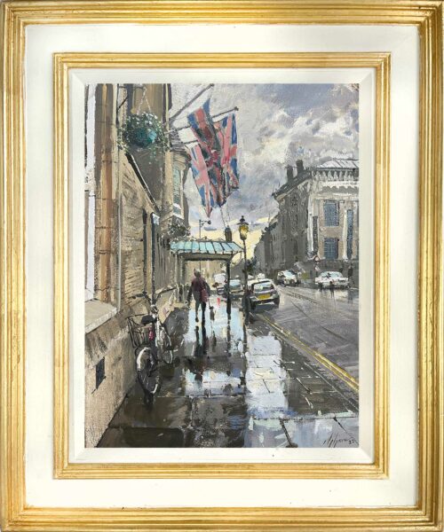 Outside the Randolph Hotel, Oxford. An Oil Paitning by Nick Grove.