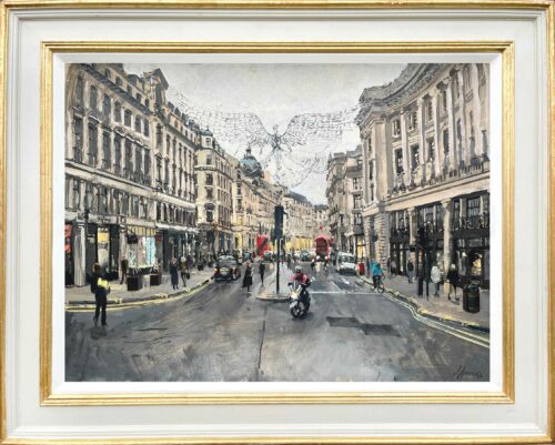 Oil painting of Regent Street looking North by Oil Painter Nick Grove