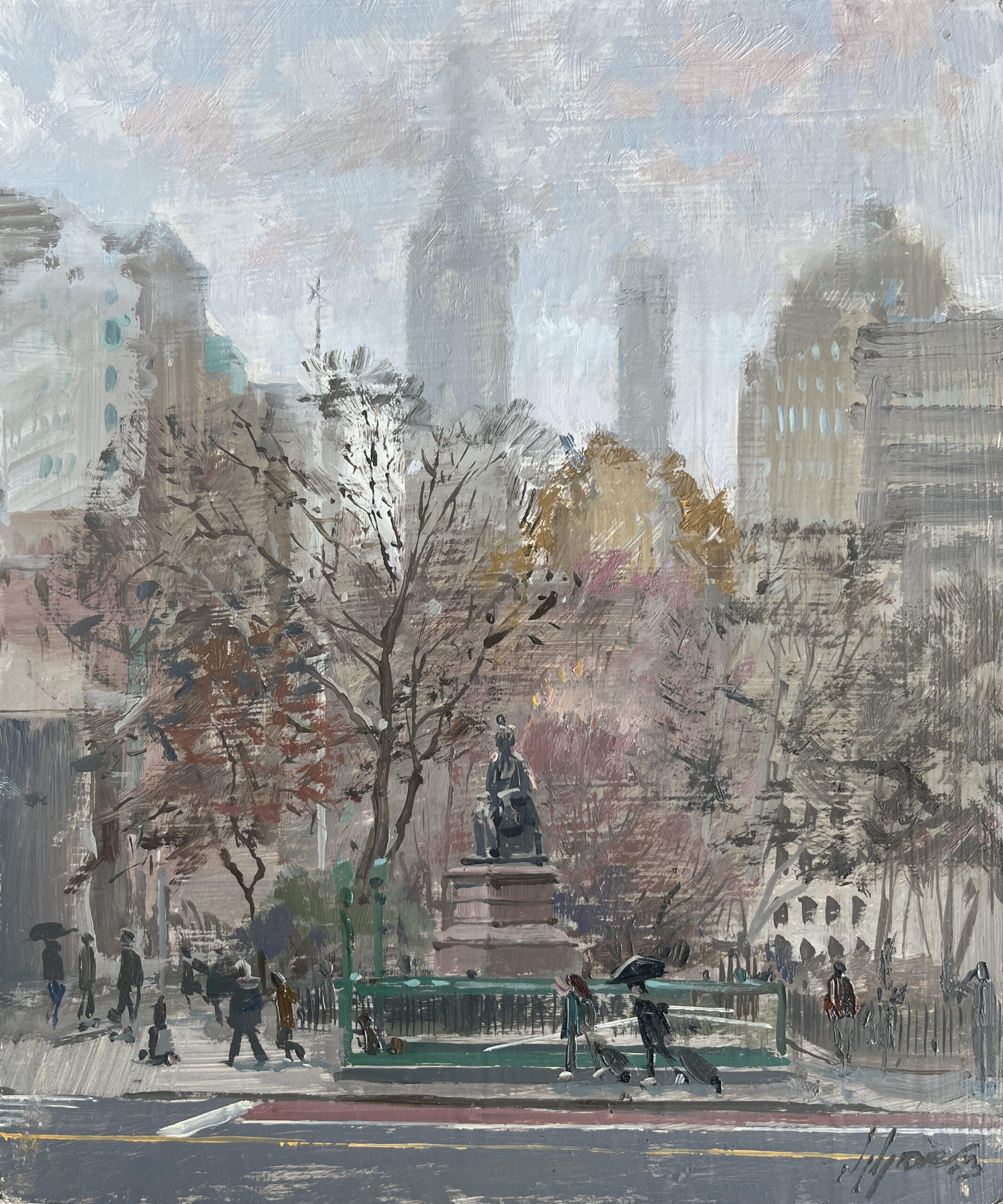 Madison Square Park from 23rd Street, Oil Painting of New York by Nick Grove