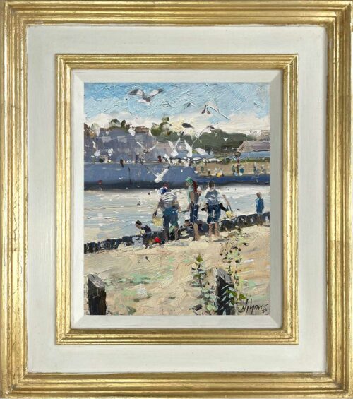Crabbing at Walberswick, 10x8in oil painting by Nick Grove. £900 including frame and tracked and insured delivery worldwide.