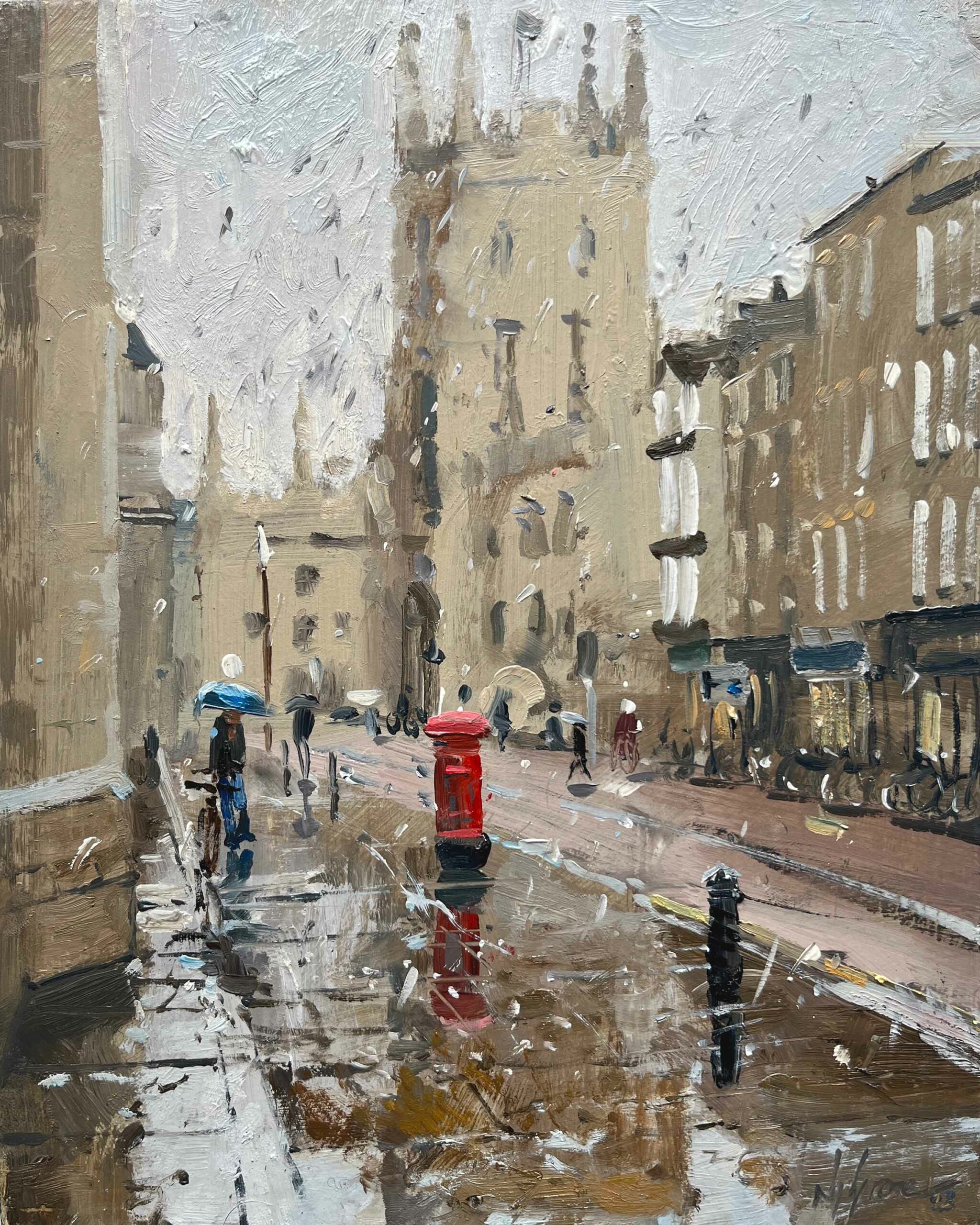 Raining hard on Trumpington St, Cambridge
