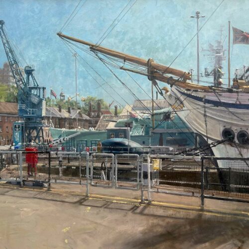 Three Historic Warships, an oil painting by Nick Grove