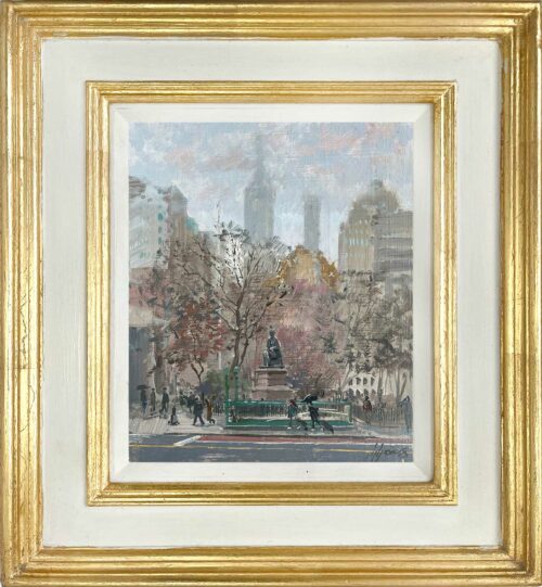 'Madison Square Park from 23rd Street', 10x12in, oil on board, £1200. Free Shipping. Oil Painting of New York by Nick Grove