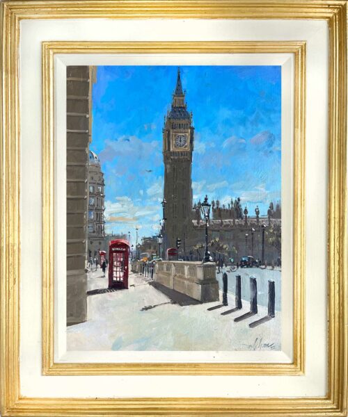 The Westminster Clock. Oil painting.