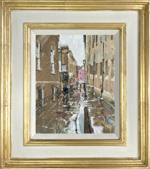 Raining on Laundress Lane, Cambridge gold frame