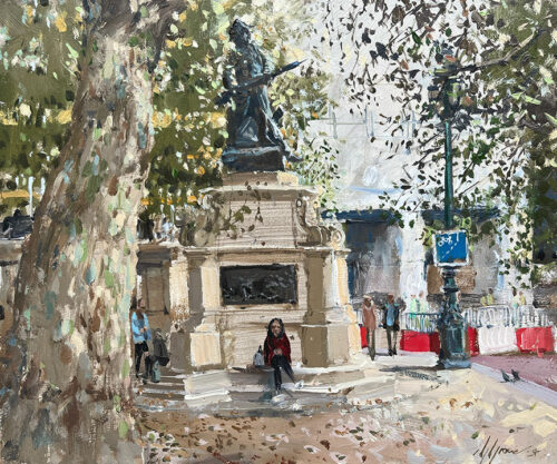 The Royal Marines Monument, the Mall, London. Painted 'en plein-air' during a oil painting demonstration for the RSMA annual exhibition.